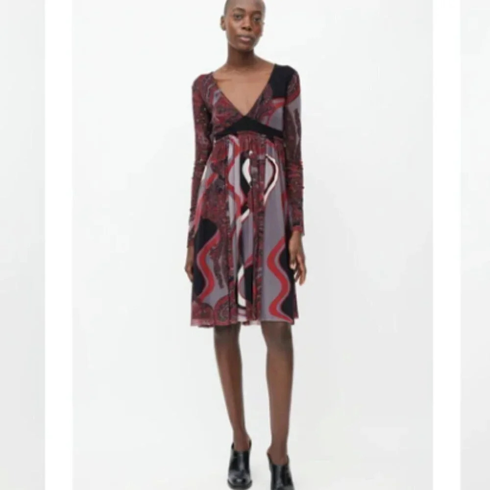 Jean Paul Gaultier Rare Vintage Soleil Mesh Paisley Midi Dress M